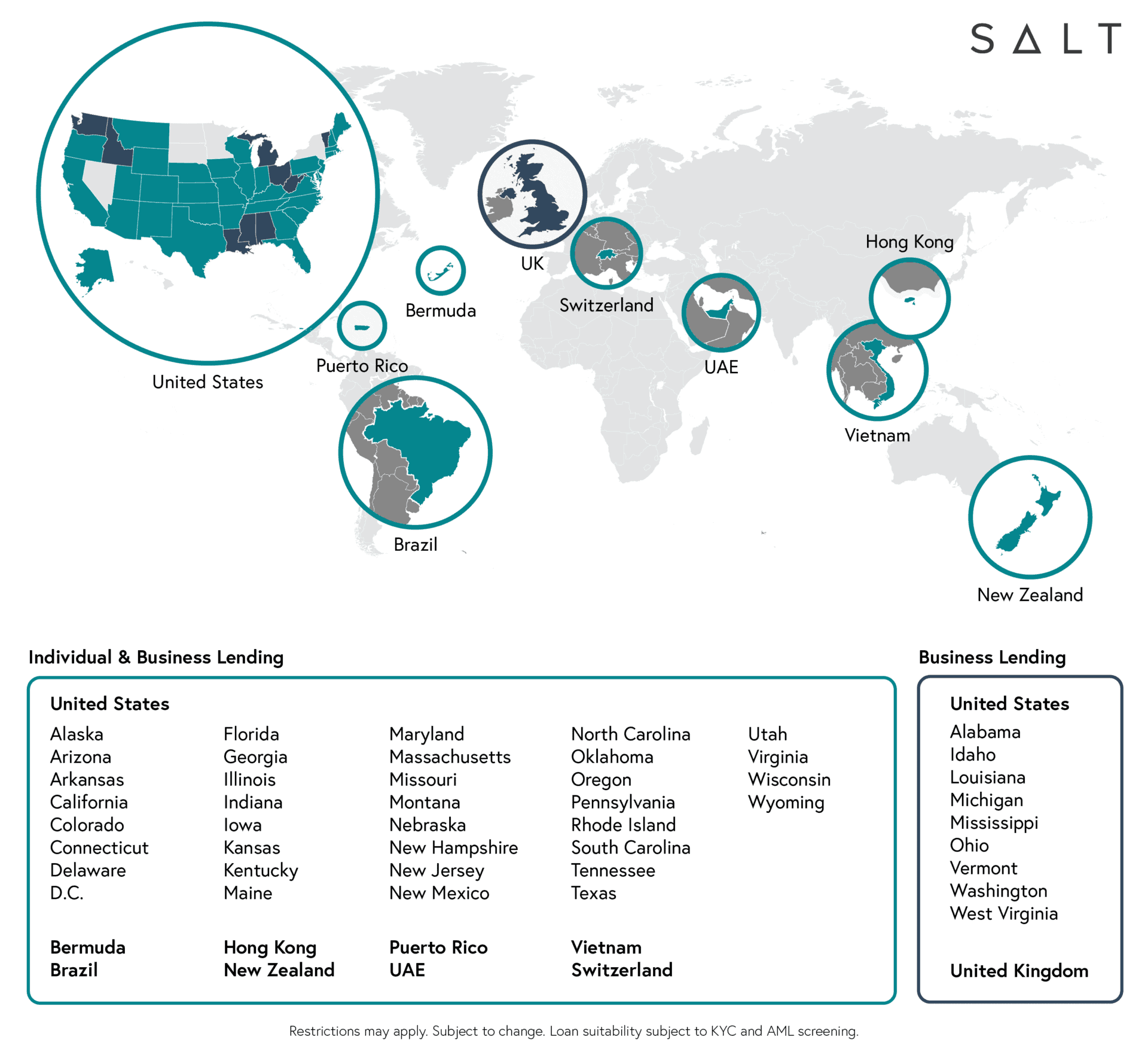 SALT's lendable jurisdictions as of December 2018 (OUTDATED)