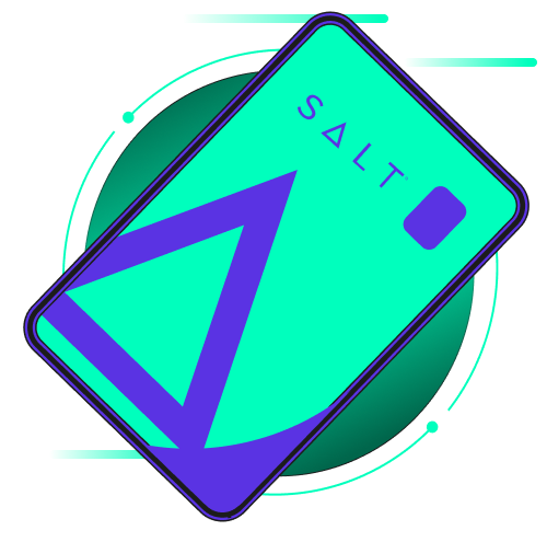 Electric mint Crypto Credit Card with SALT's logo and delta