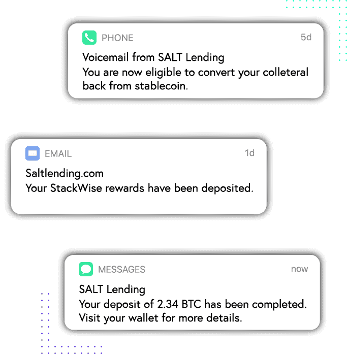 Real time notifications from the SALT app