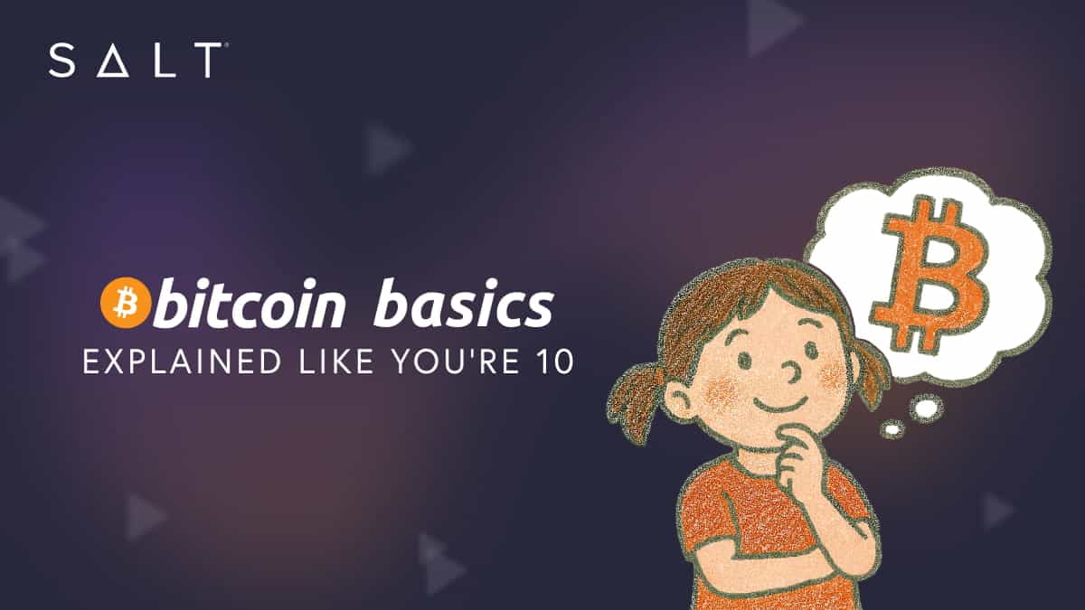 Bitcoin basics explained like you're 10; SALT Lending crypto education; young girl thinking about Bitcoin cryptocurrency.