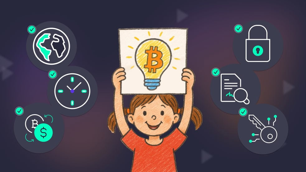 Bitcoin and crypto-backed loans illustration highlighting global security, time management, secure transactions, and technology integration.